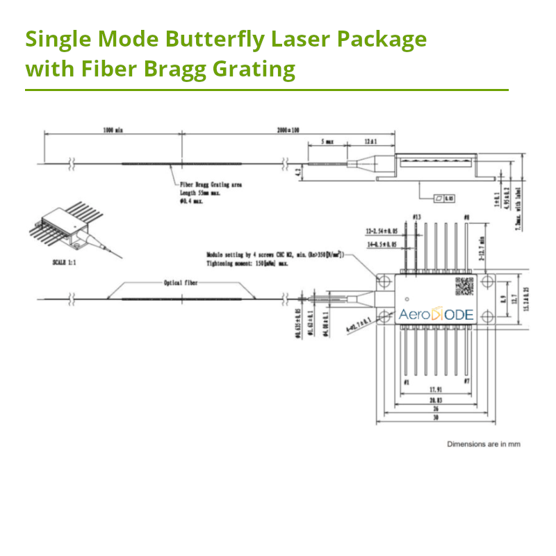 980nm single mode laser diode fiber bragg grating