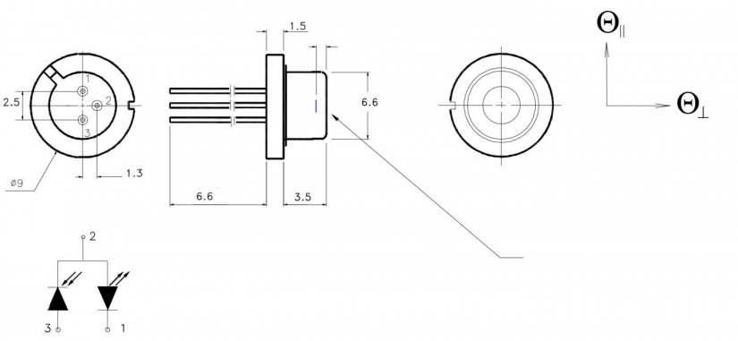 1550nm Laser Diode TO Can Drawing