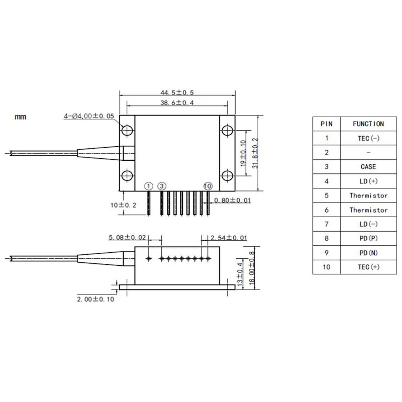 635nm, 1.8W High Power Red Laser Diode Diagram