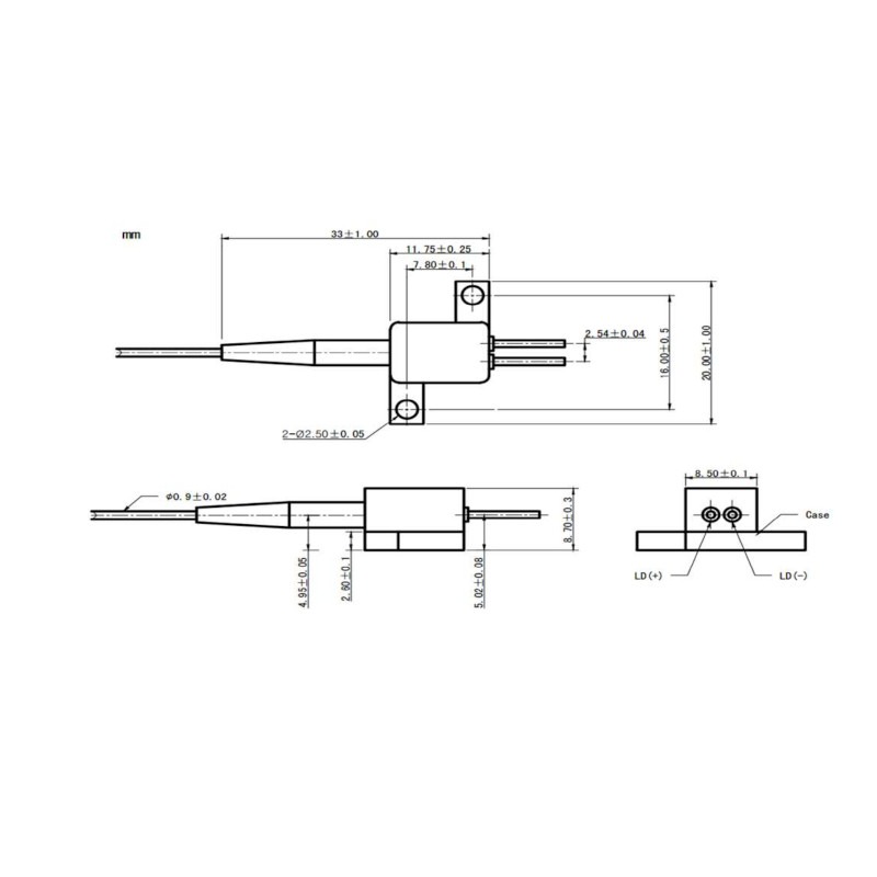 1550nm High-Power Fabry-Perot Laser Diode Mechanical Drawing