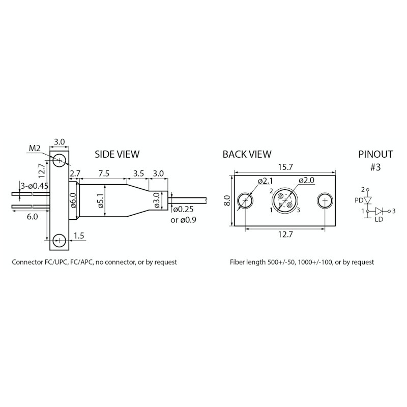 LDI-1550-DFB Fiber Coupled Laser Drawing