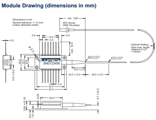 1064nm laser diode dimensions