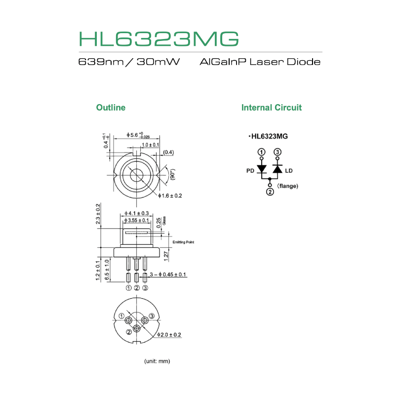 HL6323MG USHIO 639nm laser diode