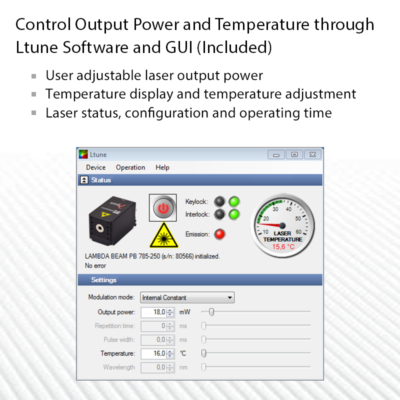 Lambda Wavelock Wavelength Stabilized Laser Diode GUI Software