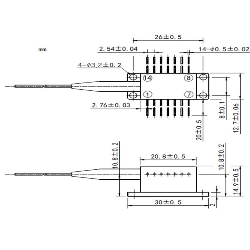 405nm Farby-Perot Laser Diode Butterfly Drawing