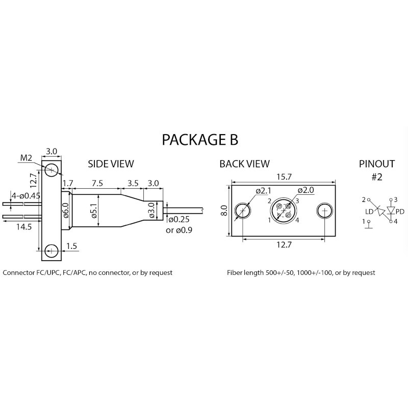 LDI-1550-FP-1-25G Laser Package Drawing