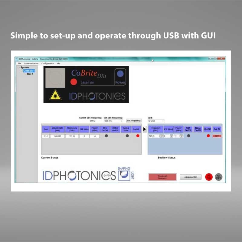 ID Photonics tunable laser model DX1 screen image