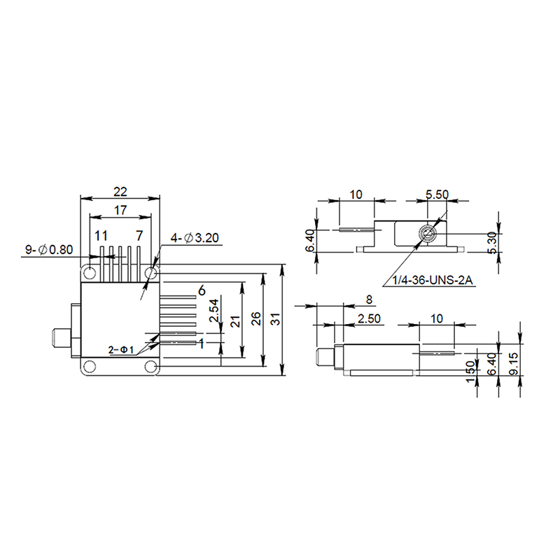 10W laser diode mechanical drawing schematic