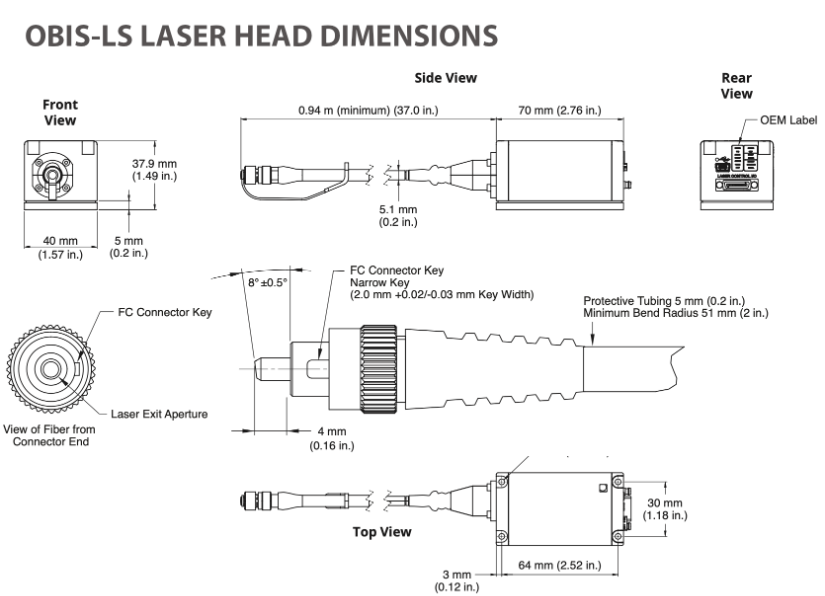 OBIS LS Laser Source Dimensions